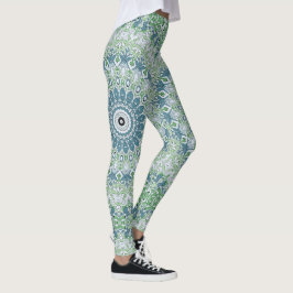 Mandala-Muster an der grünen und blauen Küste Leggings