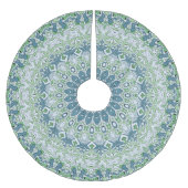 Mandala-Muster an der grünen und blauen Küste Polyester Weihnachtsbaumdecke (Vorderseite)
