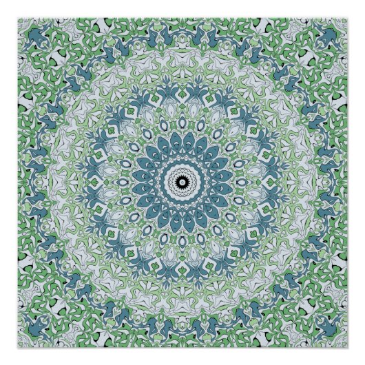 Mandala-Muster an der grünen und blauen Küste Poster (Vorderseite)