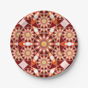 Mandala-Muster, braun, rost, braun, braun, beige Pappteller