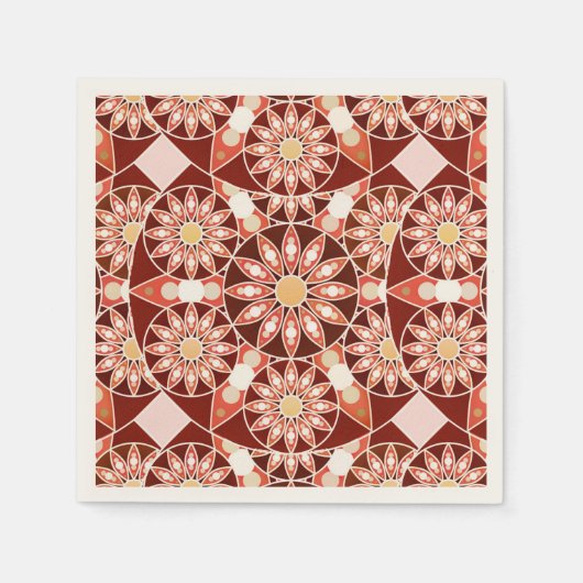 Mandala-Muster, braun, rost, braun, braun, beige Serviette (Vorderseite)