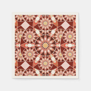 Mandala-Muster, braun, rost, hellbraun, beige Serviette