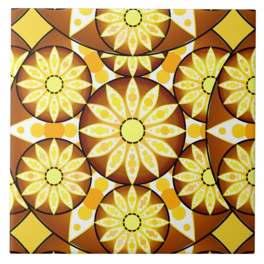 Mandala-Muster, Brauntöne und Gold Fliese (Vorderseite)