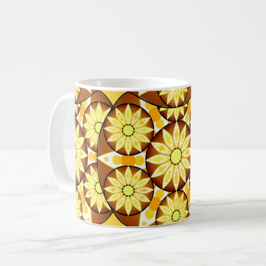Mandala-Muster, Brauntöne und Gold Kaffeetasse (Vorderseite Links)