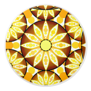 Mandala-Muster, Brauntöne und Gold Keramikknauf