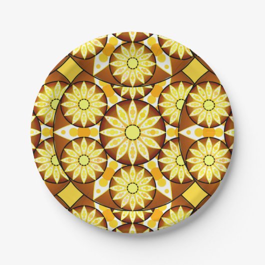 Mandala-Muster, Brauntöne und Gold Pappteller (Vorderseite)