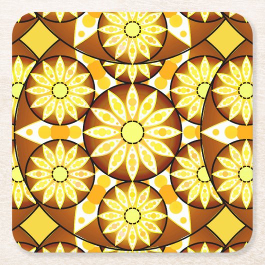 Mandala-Muster, Brauntöne und Gold Rechteckiger Pappuntersetzer (Vorderseite)