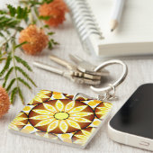 Mandala-Muster, Brauntöne und Gold Schlüsselanhänger (Vorderseite rechts)