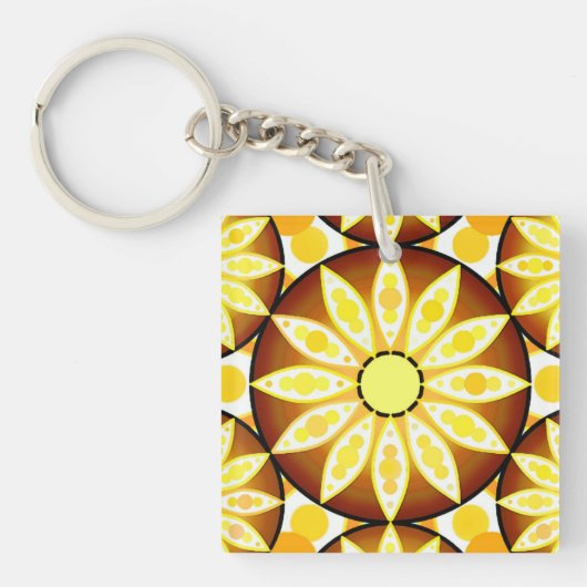 Mandala-Muster, Brauntöne und Gold Schlüsselanhänger (Vorderseite)