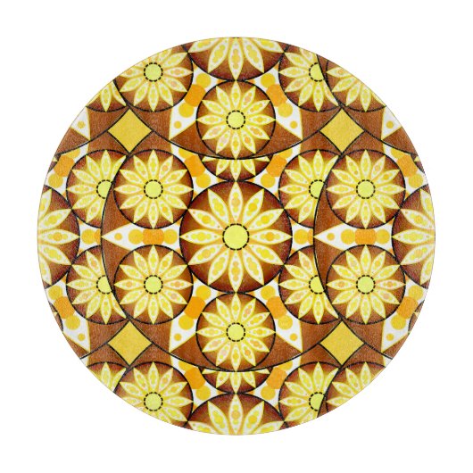 Mandala-Muster, Brauntöne und Gold Schneidebrett (Vorderseite)