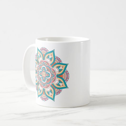 Mandala Muster bunt marokkanisch Kaffeetasse (Vorderseite Links)