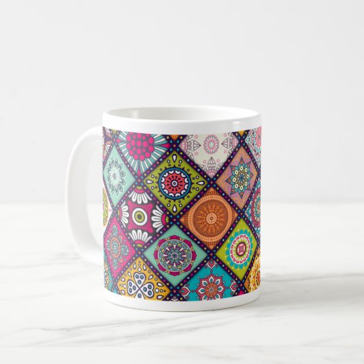 Mandala Muster bunt marokkanisch Kaffeetasse (Vorderseite Links)