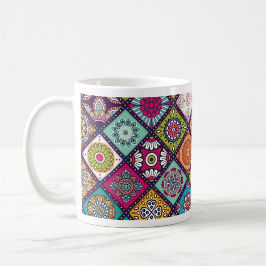 Mandala Muster bunt marokkanisch Kaffeetasse (Links)