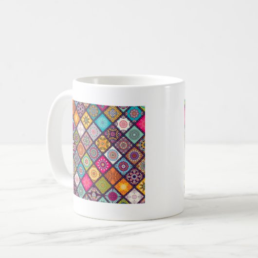 Mandala Muster bunt marokkanisch Kaffeetasse (Vorderseite Links)