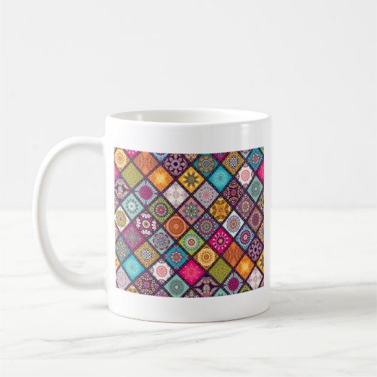 Mandala Muster bunt marokkanisch Kaffeetasse (Links)