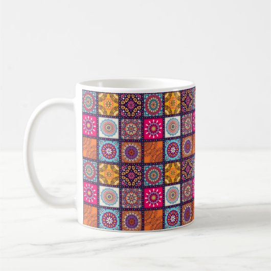 Mandala Muster bunt marokkanisch Kaffeetasse (Links)