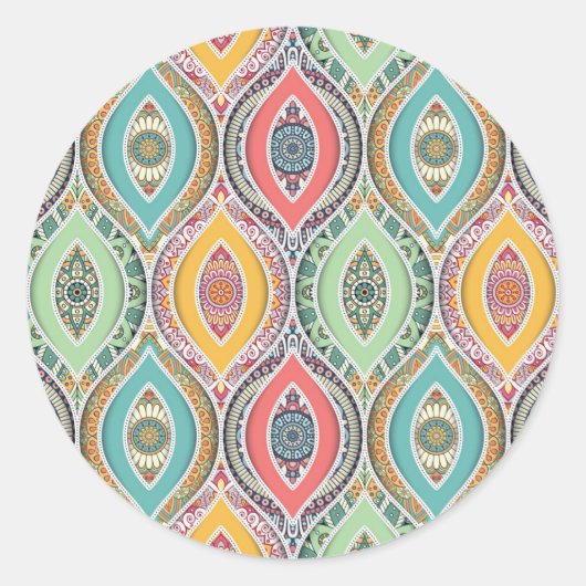 Mandala Muster bunt marokkanisch Runder Aufkleber (Vorderseite)