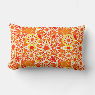 Mandala Muster, Coral Orange und Gold Lendenkissen