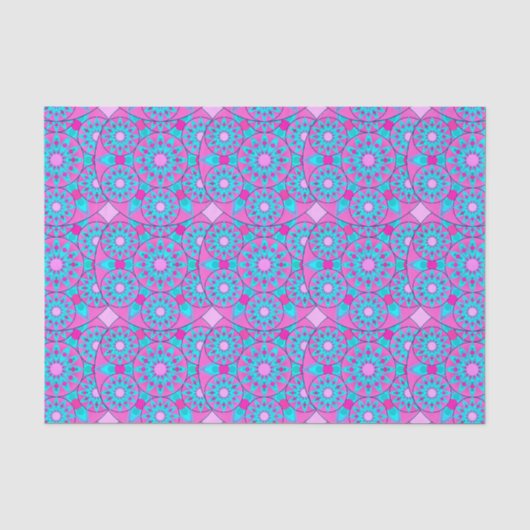 Mandala-Muster, Fuchsia, Rosa und Türkis Seidenpapier (Vorderseite)