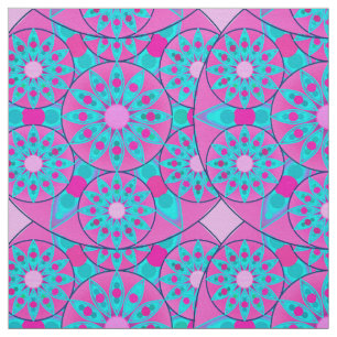 Mandala-Muster, Fuchsia, Rosa und Türkis Stoff
