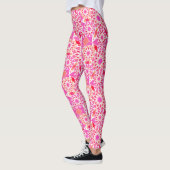 Mandala-Muster, Fuchsienrosa und Korallen Leggings (Links)