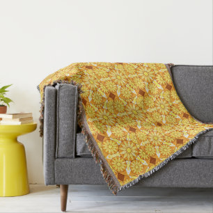 Mandala-Muster, gelb, gold und braun Decke