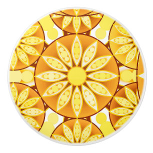 Mandala-Muster, gelb, gold und braun Keramikknauf
