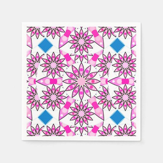 Mandala-Muster, heißrosa, schwarz und weiß Serviette (Vorderseite)
