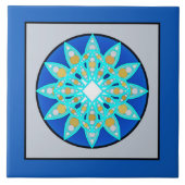 Mandala Muster in Cobalt Blau und Grau / Grau Fliese (Vorderseite)