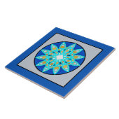 Mandala Muster in Cobalt Blau und Grau / Grau Fliese (Seite)