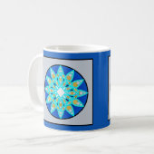 Mandala Muster in Cobalt Blau und Grau / Grau Kaffeetasse (Vorderseite Links)