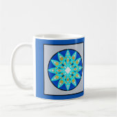 Mandala Muster in Cobalt Blau und Grau / Grau Kaffeetasse (Links)