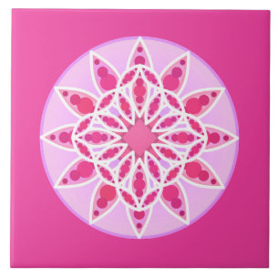 Mandala-Muster in fuchsienrosa und weiß Fliese