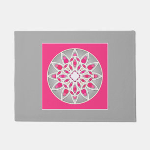 Mandala Muster in fuchsienrosa, weiß und grau do Fußmatte