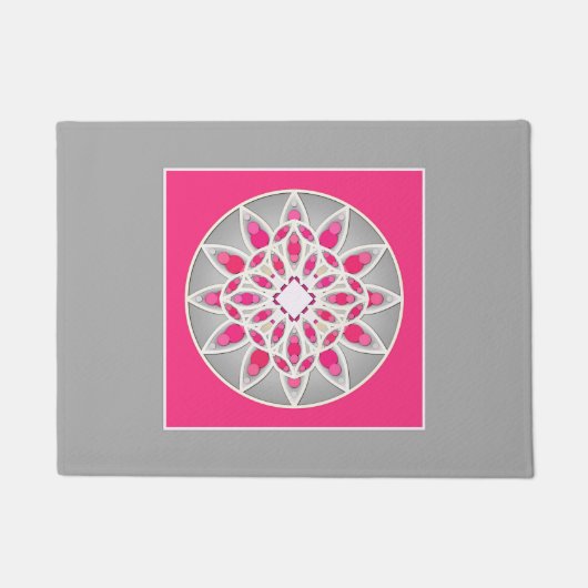 Mandala Muster in fuchsienrosa, weiß und grau do Fußmatte (Vorderseite)