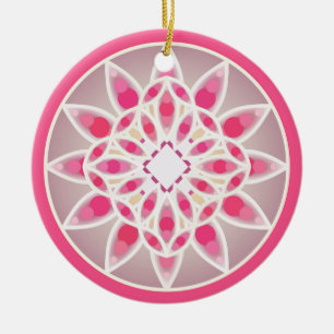 Mandala-Muster in heißen rosa, weiß und grau Keramik Ornament