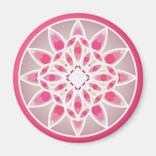 Mandala-Muster in heißen rosa, weiß und grau Magnet