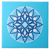 Mandala Muster in Himmelblau, Kobalt und Weiß Fliese (Vorderseite)