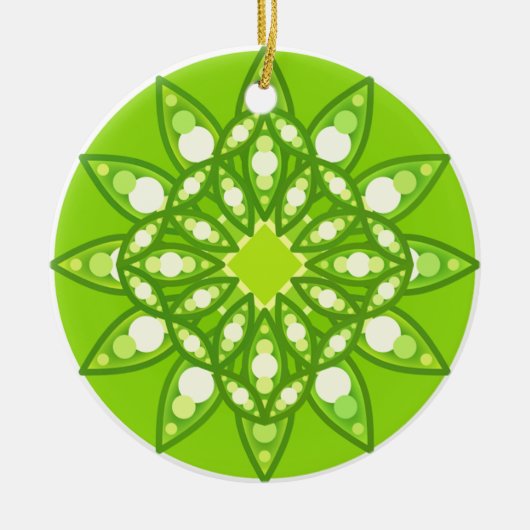Mandala-Muster in Kalkgrün Keramik Ornament (Vorne)