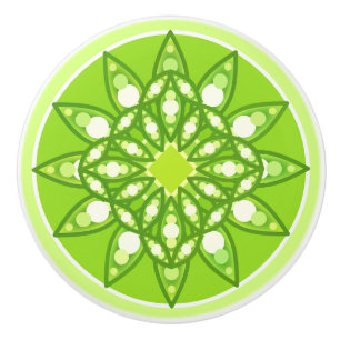 Mandala-Muster in Kalkgrün Keramikknauf
