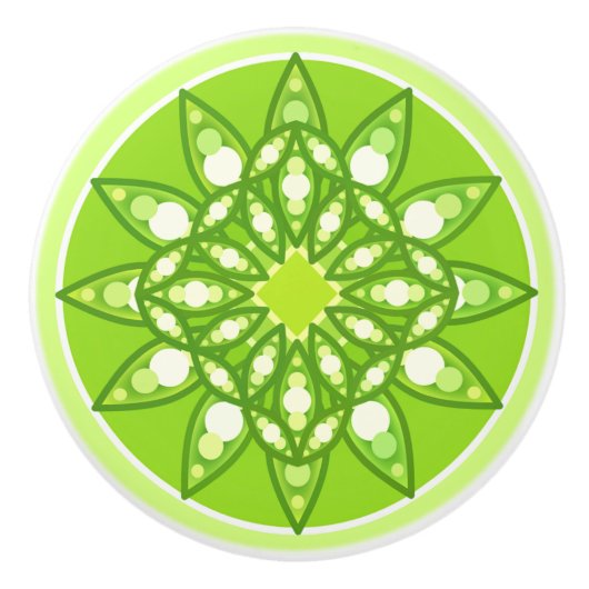Mandala-Muster in Kalkgrün Keramikknauf (Vorderseite)