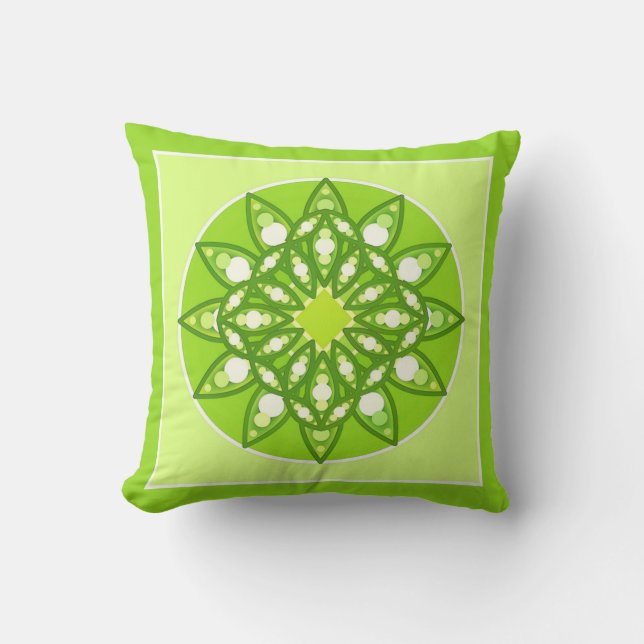 Mandala-Muster in Kalkgrün Kissen (Vorderseite)