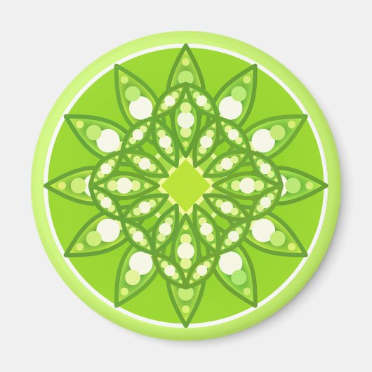 Mandala-Muster in Kalkgrün Magnet (Vorne)