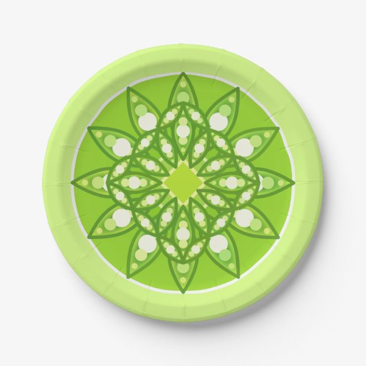 Mandala-Muster in Kalkgrün Pappteller (Vorderseite)
