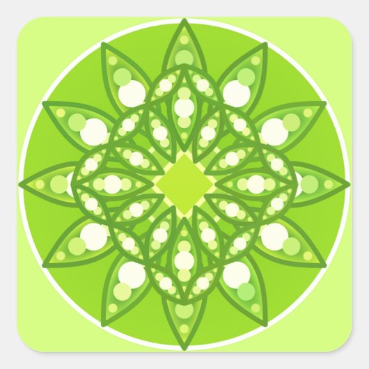 Mandala-Muster in Kalkgrün Quadratischer Aufkleber (Vorderseite)