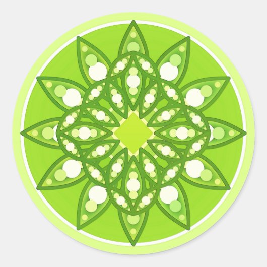Mandala-Muster in Kalkgrün Runder Aufkleber (Vorderseite)