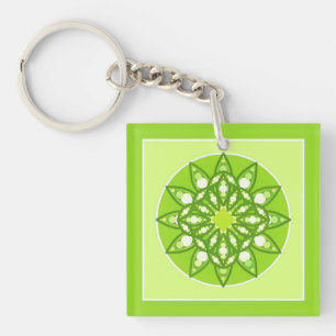 Mandala-Muster in Kalkgrün Schlüsselanhänger