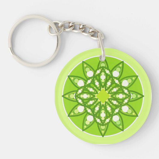 Mandala-Muster in Kalkgrün Schlüsselanhänger (Vorderseite)