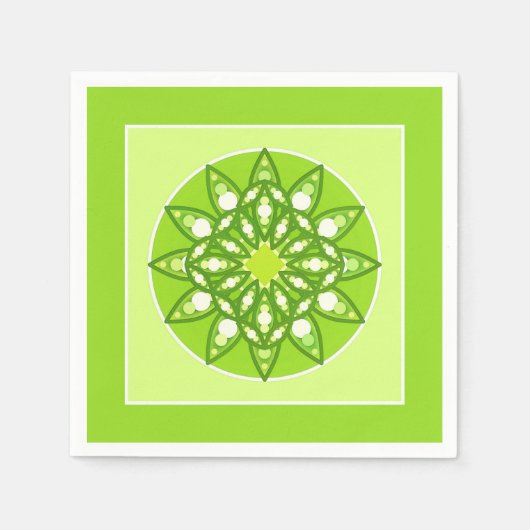 Mandala-Muster in Kalkgrün Serviette (Vorderseite)