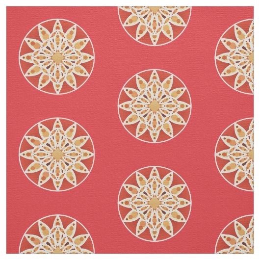 Mandala-Muster in Kamel, Dunkelrot und Weiß Stoff (Muster)